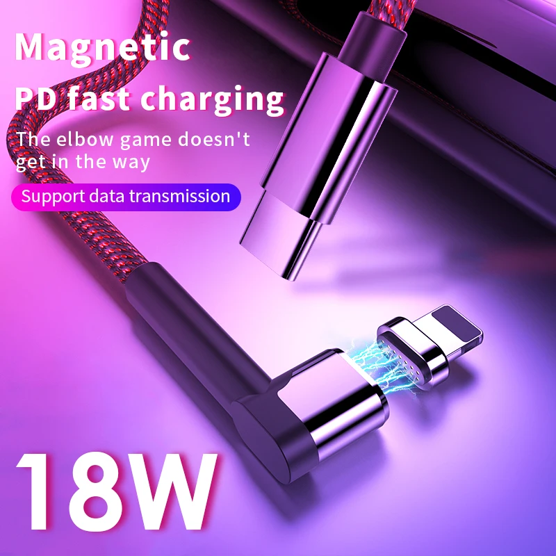 Магнитный кабель USB Type C для iPhone XR XS 8 Plus 11 Pro быстрой зарядки PD 18 Вт зарядный провод