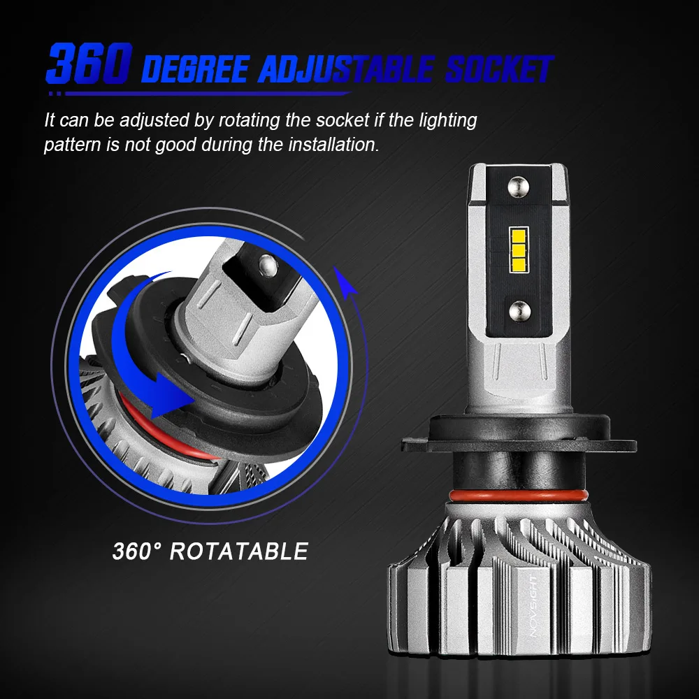 NOVSIGHT Led H7 Headlights Mini Car H4 9005 HB3 9006 HB4 9012 H1 H3 H11 H8 H9 Car Headlight Bulbs 8000LM 6500K 50W Fog lights