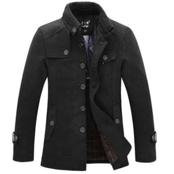 

Men's Warm Fleece 2018 NewWinter Jakets For Men Parks Stand-up Collar Men's Windbreaker Casual Wool Jacket Thickened Woolen Coat