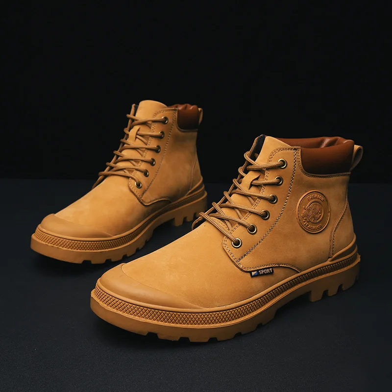 

Autumn And Winter MEN'S SHOES Outdoor Worker Boot Hight-top Dull Polish-Style Leather Short Boots Casual Big Head Leather Boot W