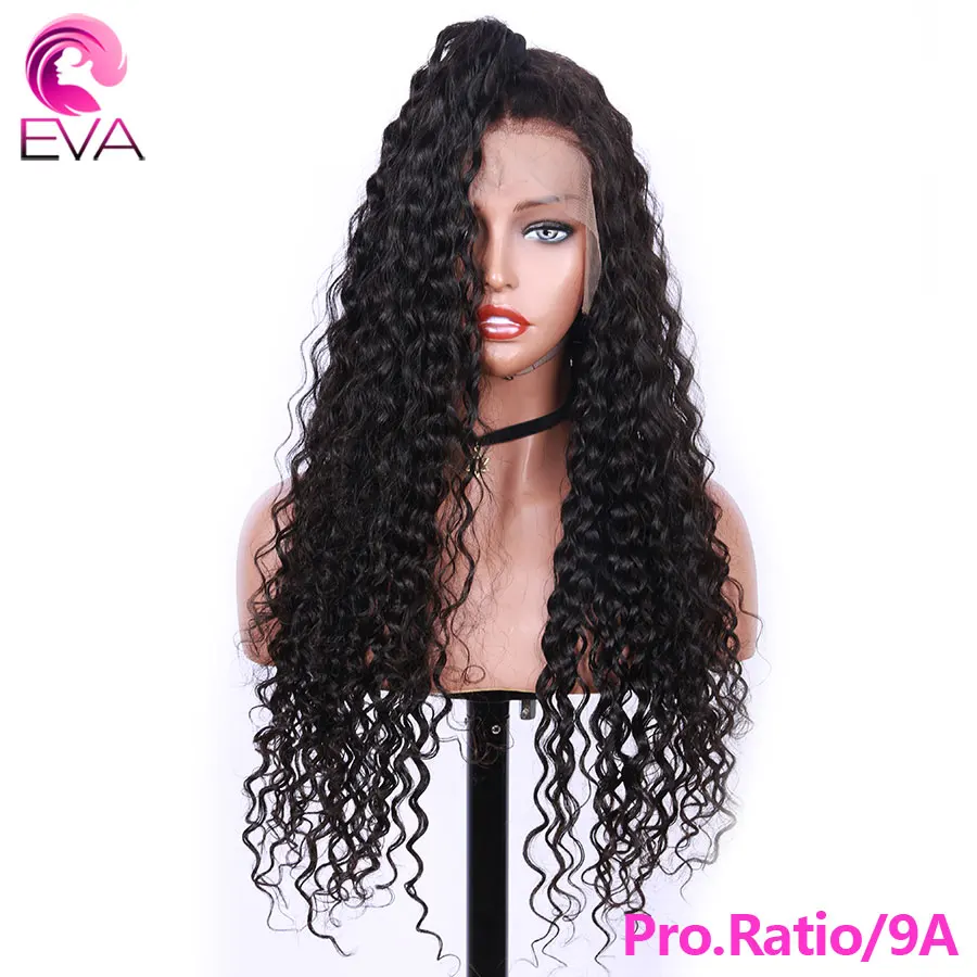 Eva волосы Pro. Ratio 150% глубокая волна полный шнурок человеческие волосы парики предварительно выщипанные с детскими волосами бразильские волосы remy парики для черных женщин
