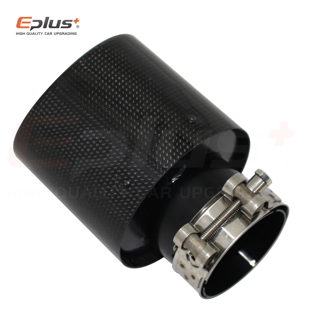 Car Glossy Carbon Fibre Exhaust Muffler Pipe Tip Curl Universal Black Stainless Mufflers Decorations for Akrapovic
