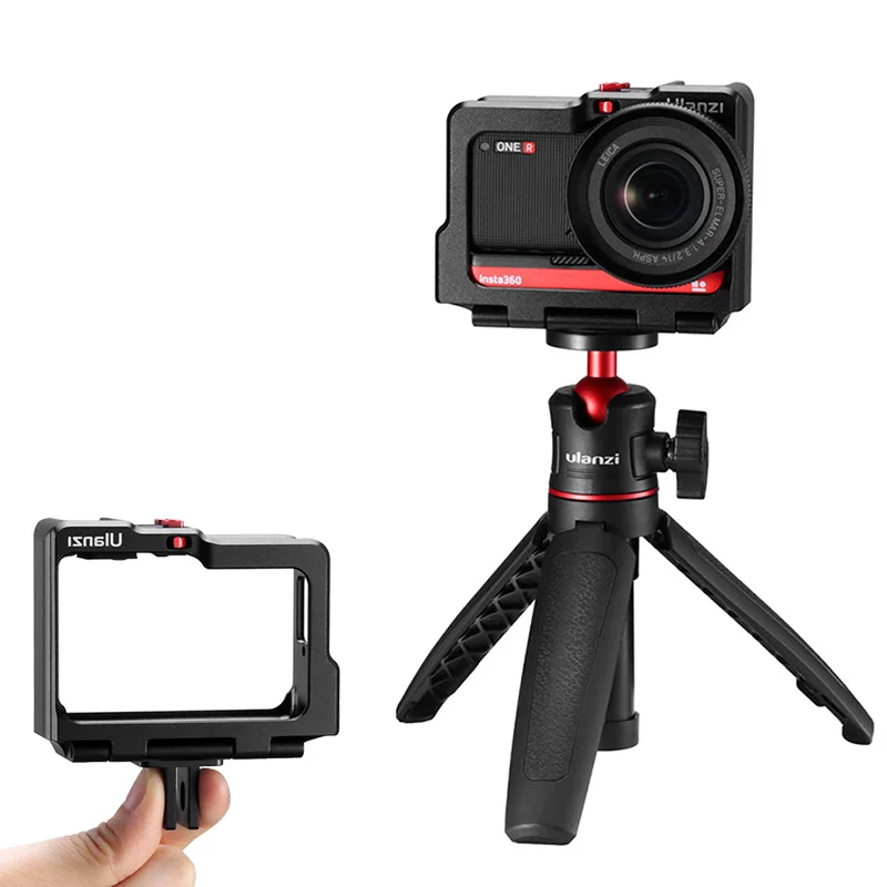 Ulanzi Insta360 One R Aluminum Vlog Cage frame Cold Shoe LED Light Mic Expansion Protection Case Cover For Accessories | Электроника