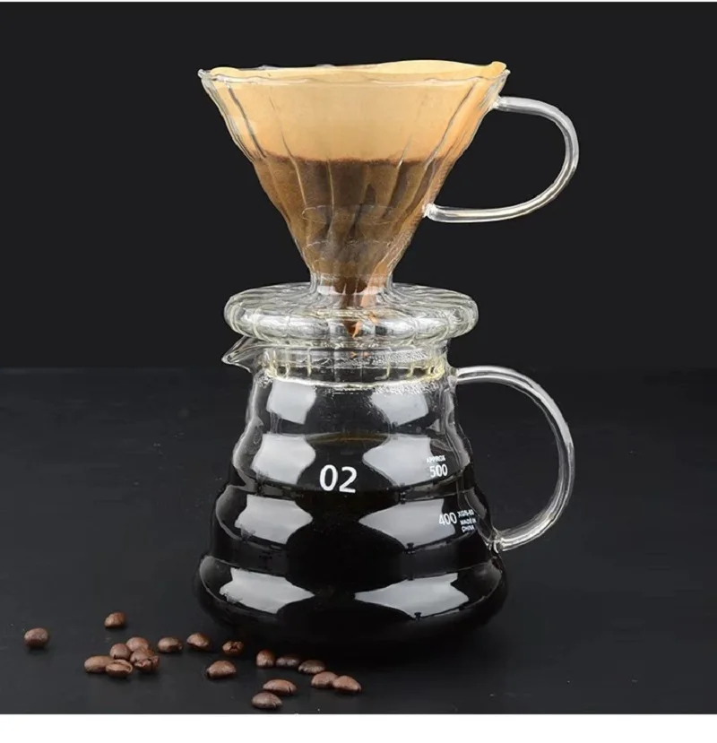 

YRP V60 coffee filter glass coffee pot 600ml With cover High Temperature Resistant Glass reusable coffee maker dripper espresso