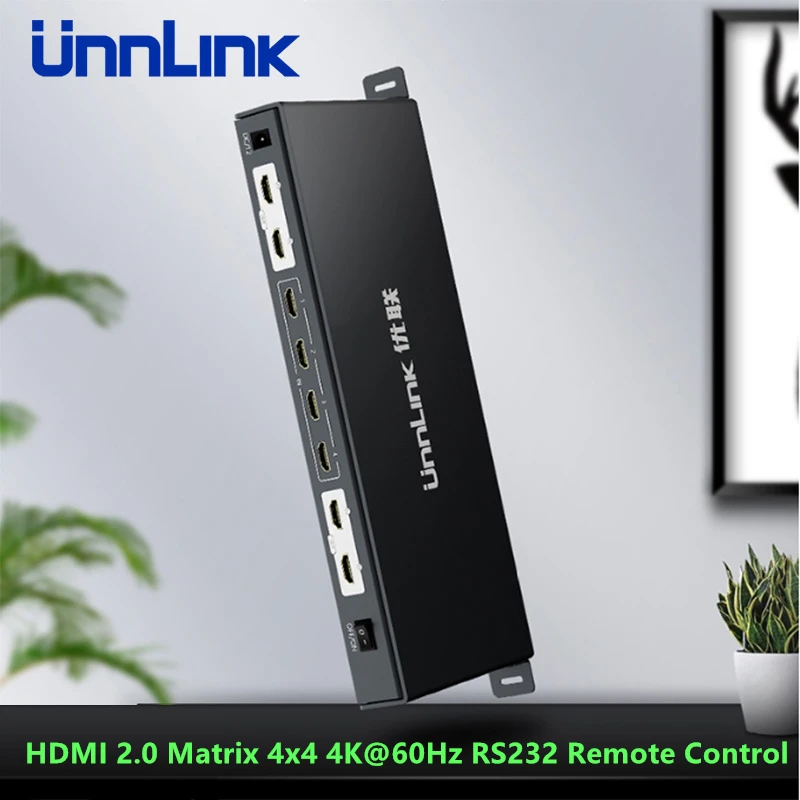 Unnlink HDMI матричный 4x4 сплиттер UHD коммутатор 4 входа 4 выхода поддержка 3D 4 k@ 60 Гц 1080@ 60 Гц управление RS232 ИК-пульт дистанционного управления