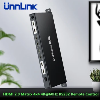 

Unnlink HDMI Matrix 4x4 UHD Splitter Switch 4 Input 4 Output Support 3D 4K@60Hz 1080@60Hz Control by RS232 IR Remote Control