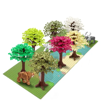 

New City MOC Accessories Bricks River 32*32 Baseplate Animals Big River Forest Trees Building Blocks Set Kids DIY Toys