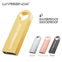 WANSENDA Key Chain USB Flash Drive 64GB 32GB 16GB Metal Pen Drive 4GB 8GB Real Capacity Pendrive USB 2.0 Memory Stick Disk
