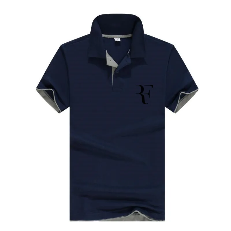 Navy blue Летняя модная деловая Мужская рубашка поло мужская хлопковая рубашка с коротким рукавом Бренды майки мужские s Майки, футболки поло плюс размер M-XXX - Цвет: Navy blue