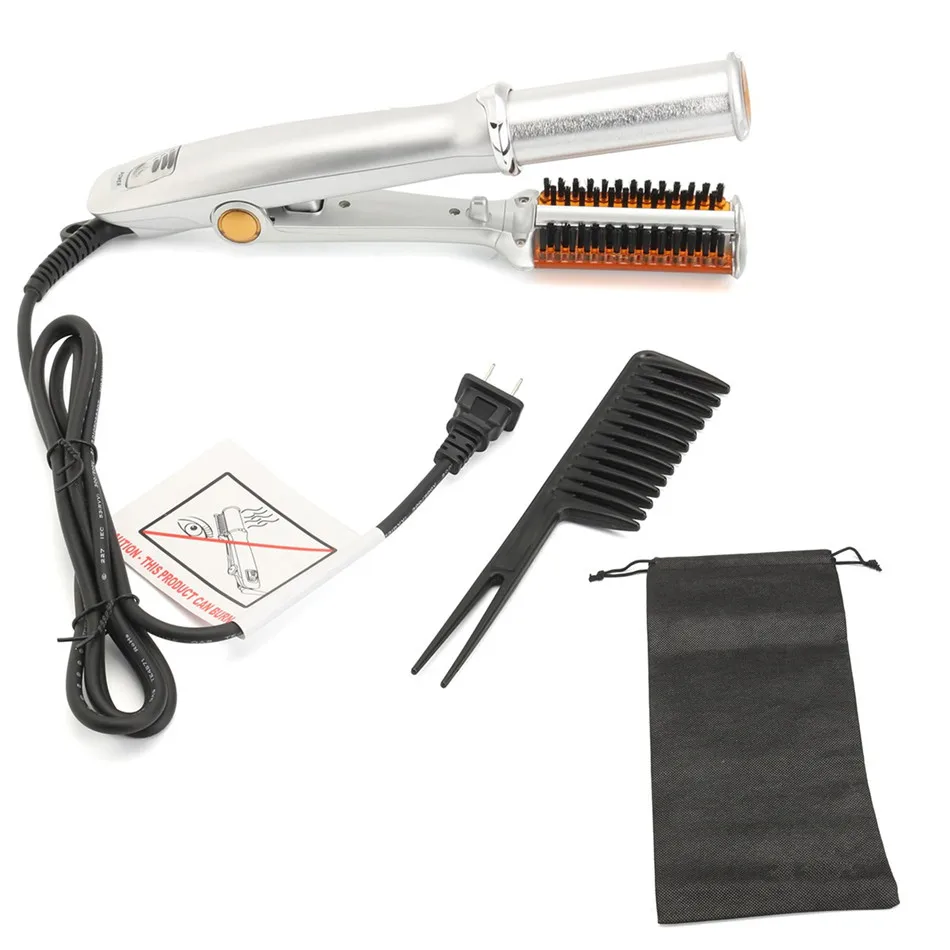 Curling Iron Professional 3-Mode 2-Way Rotating Curling Iron Hair Brush Curler Straightener Hair Brush Curler Straightener