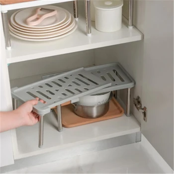 

REMARKABLY Kitchen Plastic Kitchen Shelf Adjustable Storage Rack Organizer for Closet Countertop Home Accessories Space Saving