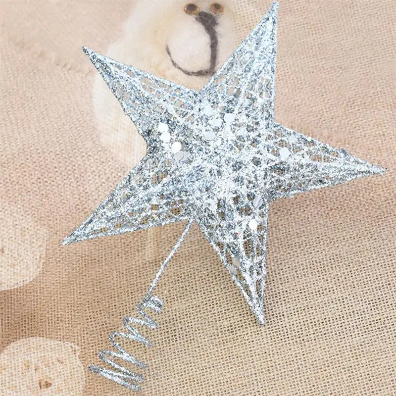 3pcs Glitter Christmas Tree Topper Star Decoration Gold Rose Pink Silver Blue Star Xmas Tree Home Office Christmas Supplies A35