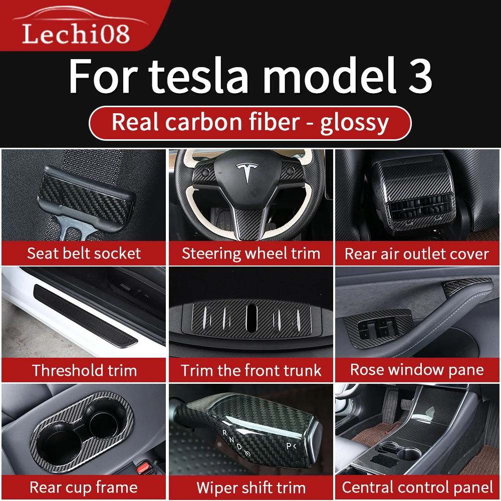 Внутреннее глянцевое углеродное волокно для Tesla model 3 Аксессуары/автомобильные