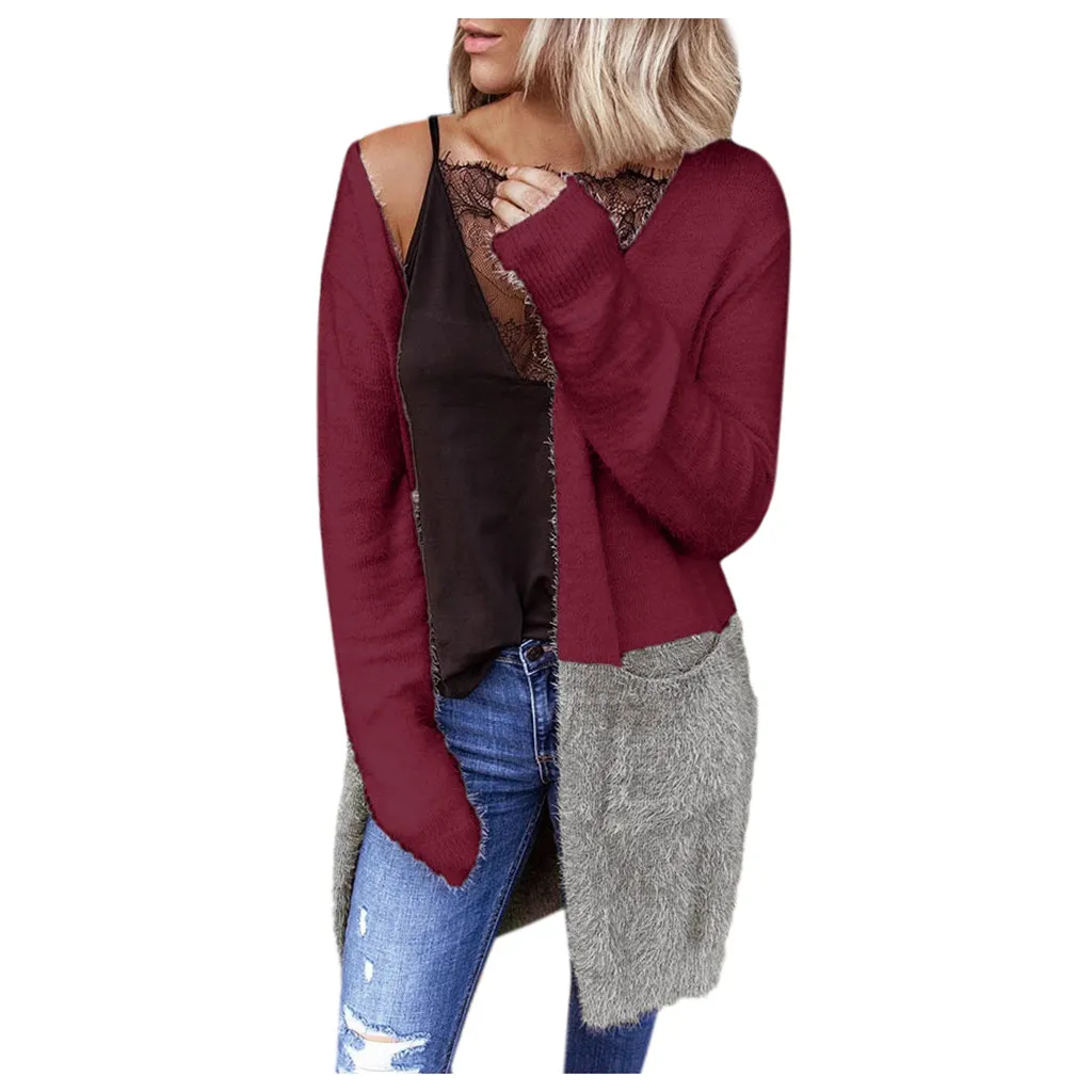 Pull femme nouveaute, женский свитер с длинным рукавом в стиле пэчворк, длинный вязаный кардиган, Рождественский свитер, верхняя одежда, свитер