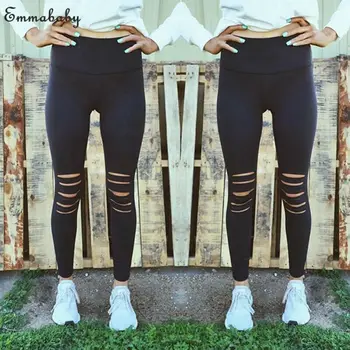 

Women Ripped Jeans Skinny Denim High Waist Pencil Pants Stretch Trouser Jeggings