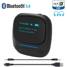 Aptx LL AAC Bluetooth 5.0 Audio Transmitter Receiver with OLED Display 3.5mm AUX Jack RCA Wireless Adapter for TV Car PC Speaker