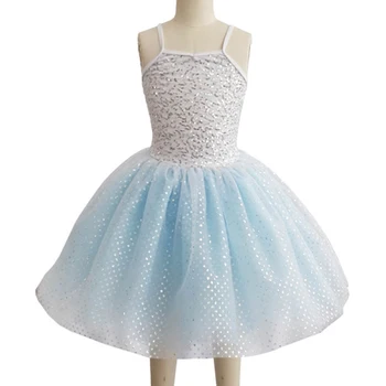 

Professional Light Blue Dance Costumes For Girls Children Women Maillot Ballet Mujer Tutu Dress Gymnastic Leotards
