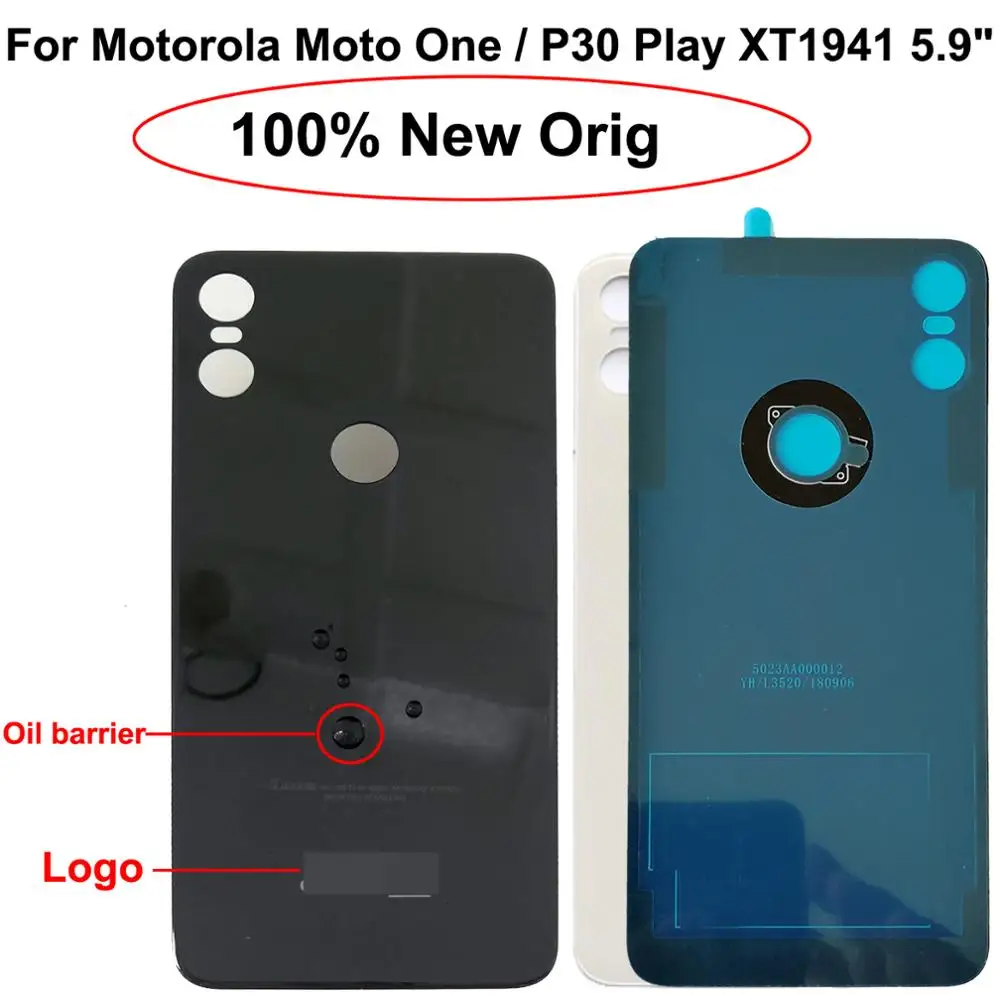 

100% Orig New 5.9" For Motorola Moto One /P30 Play XT1941 Glass Rear Back Door Housing Battery Door Cover + Adhesive