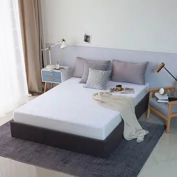 

Simple White Nordic Print Bamboo Fiber Water-proof Fitted Sheet(With Elastic Band) Bed Mattress Protective Cover Bedlinens
