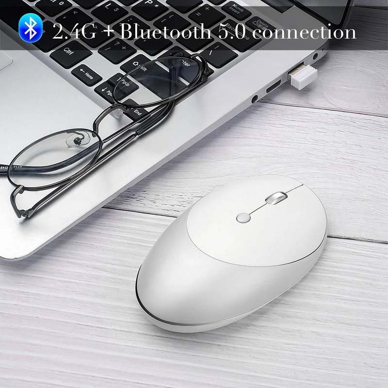 HXSJ T36 три режима Bluetooth 3,0+ 5,0+ 2,4G беспроводная мышь бесшумный дизайн 1600 dpi перезаряжаемая оптическая мышь для ПК ноутбука