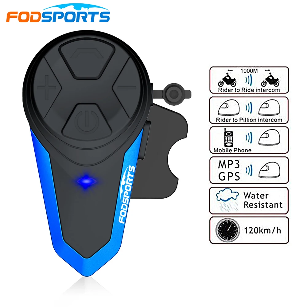 Интерком для мотоциклетного шлема Fodsports беспроводное bluetooth устройство FM радио