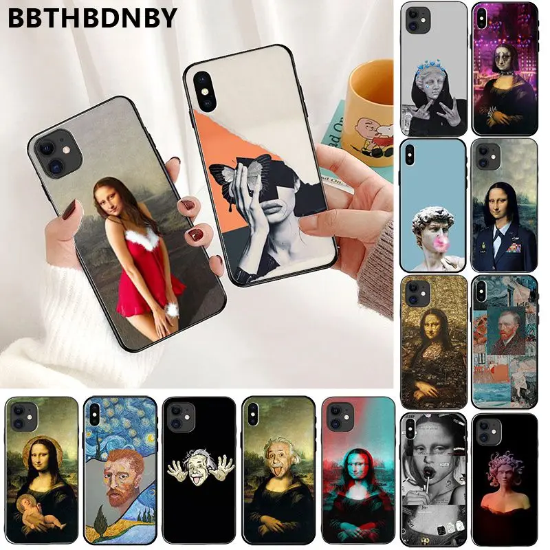 Для iPhone6S чехол эстетический Мона Лиза Ван Гог черный новый дизайн оболочка для