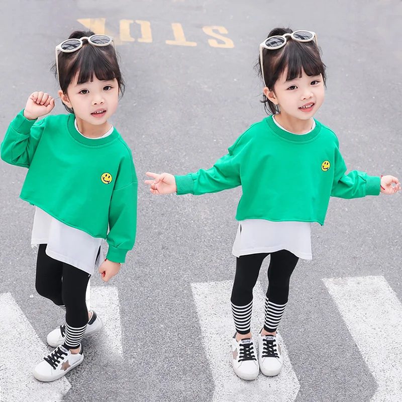 

Girls Spring Clothing Set 2019 Korean-style Childrenswear Medium-small Children Female Baby Spring And Autumn Cotton Joint Sport