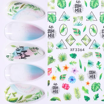

1pc Summer 3D Stickers for Nails Designs Laser Shinning Flower Leaf Series Manicures Decorations Sliders Nail Art Sticker Decals