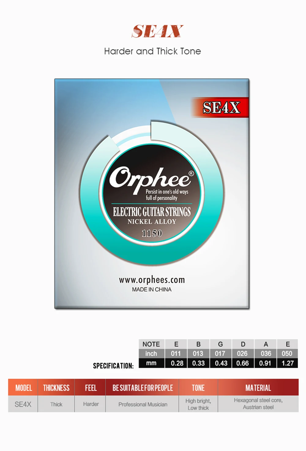 Orphee SE серии никелированный сплав для электрогитары струны Замена гитарных аксессуаров 1 комплект/6 шт