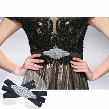 

Fashion Luxury Handmade White Big Rhinestone White Crystals Belts Women Bridal Wedding Accessories LB