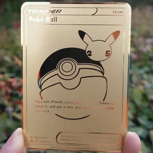Cartas de Pokémon en inglés, Pikachu, 25 tarjetas de Metal dorado, Anime Charizard, juegos de batalla DIY, colección de tarjetas, regalo de Navidad, juguetes para niños