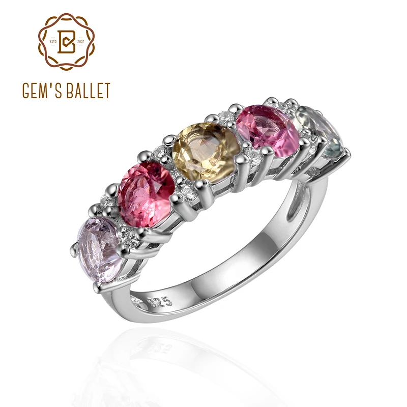Gem BALLLET 925 пробы серебро половина обручальное кольцо для Для женщин натуральный