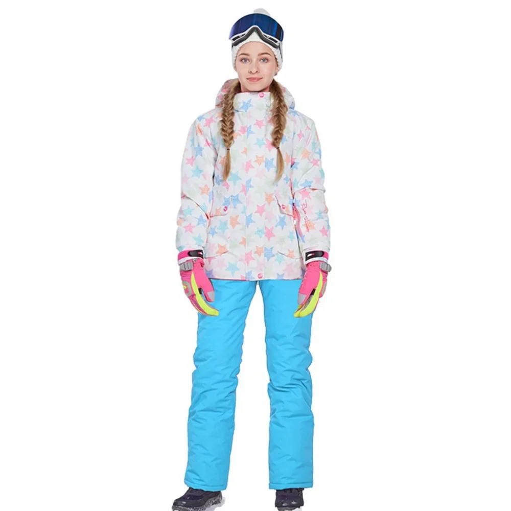 Phibee лыжный костюм, водонепроницаемые штаны+ куртка, набор зимних видов спорта, утолщенная одежда, лыжный костюм для взрослых s