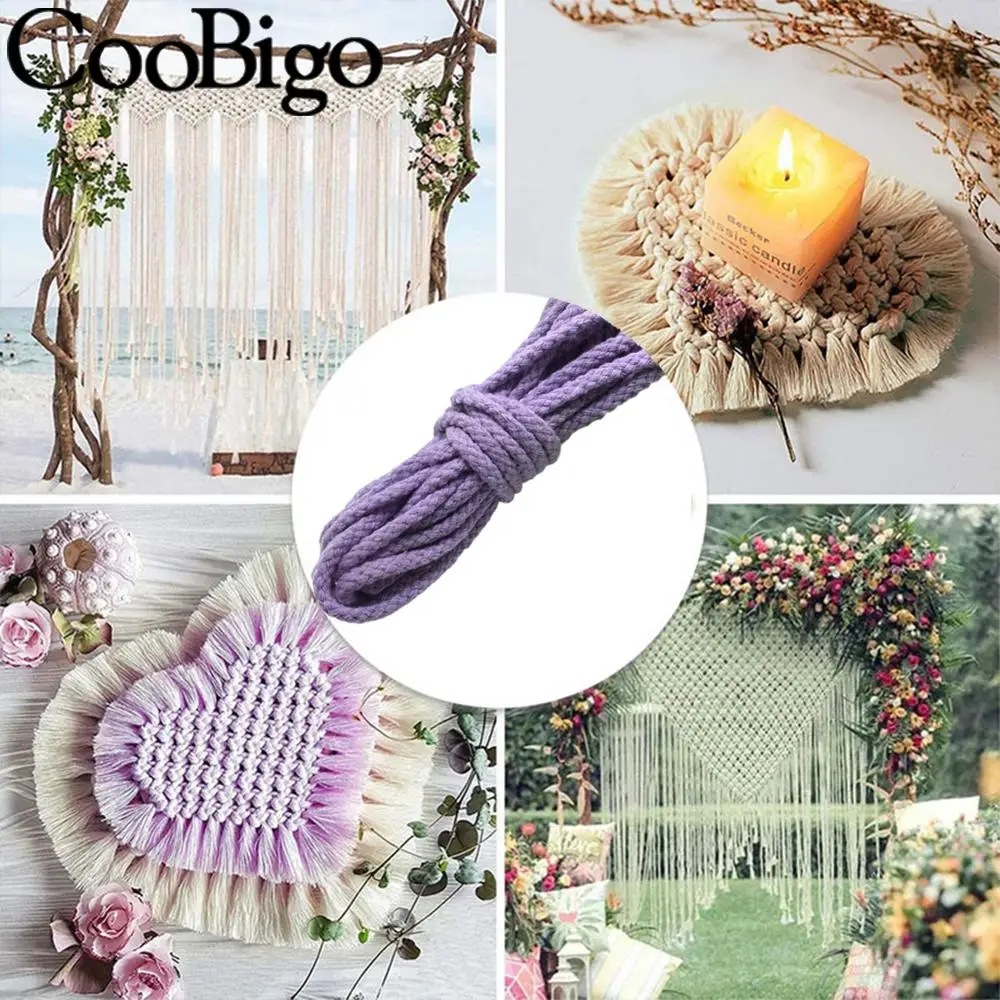 5mm Cotton Rope Weaving Cord Twisted Thread Braided String for Handmade Bag DIY Tapestry Wall Art Decor Macrame Accessory 5Meter cotton rope,macrame cord