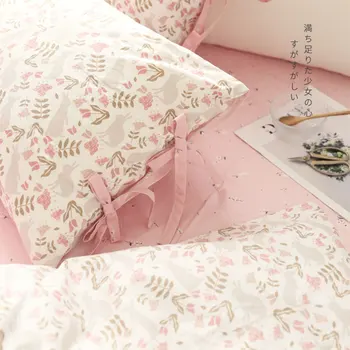 

Cute pastoral flower rabbit bedding set teen kid girl,cotton twin full queen king home textile bed sheet pillow case duvet cover