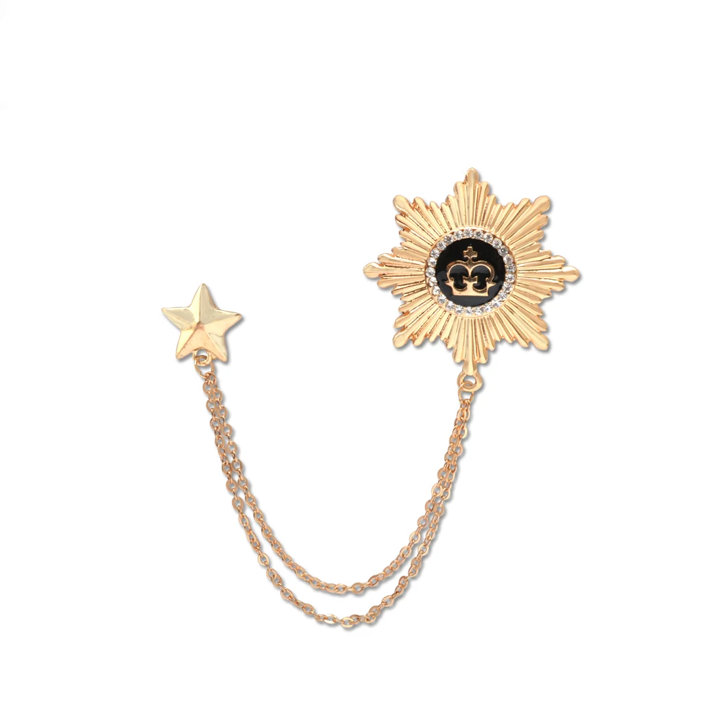 Fashion Women Girls Double Stars Design Neck Tip Brooch Chain Jewellery Gifts Gold