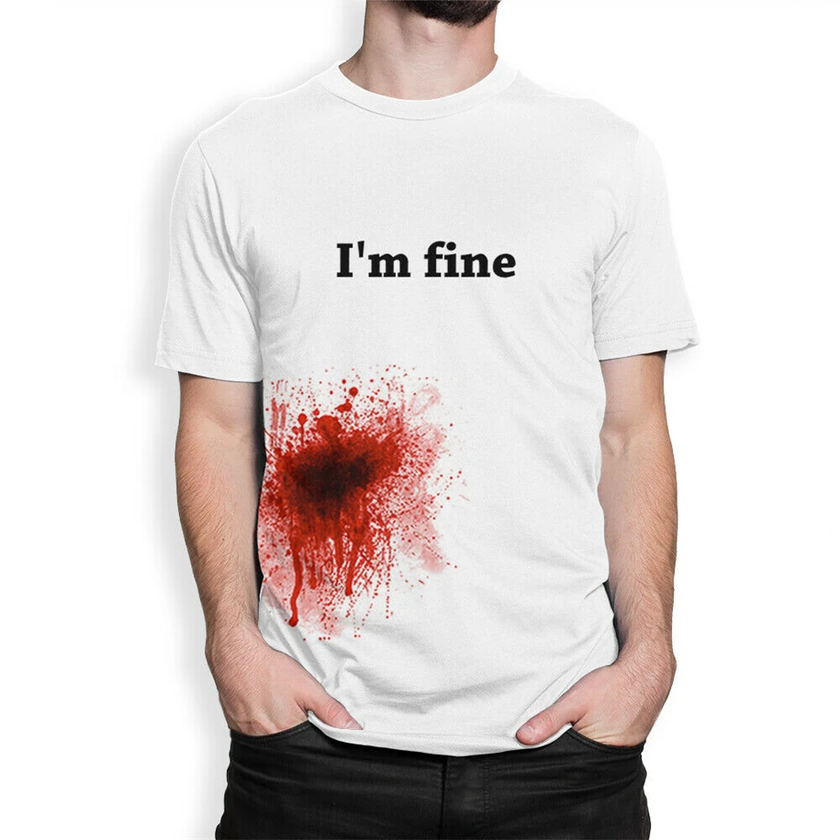 Забавная футболка I'M Fine Bloody хлопковая премиум-класса Мужская смешная Футболка