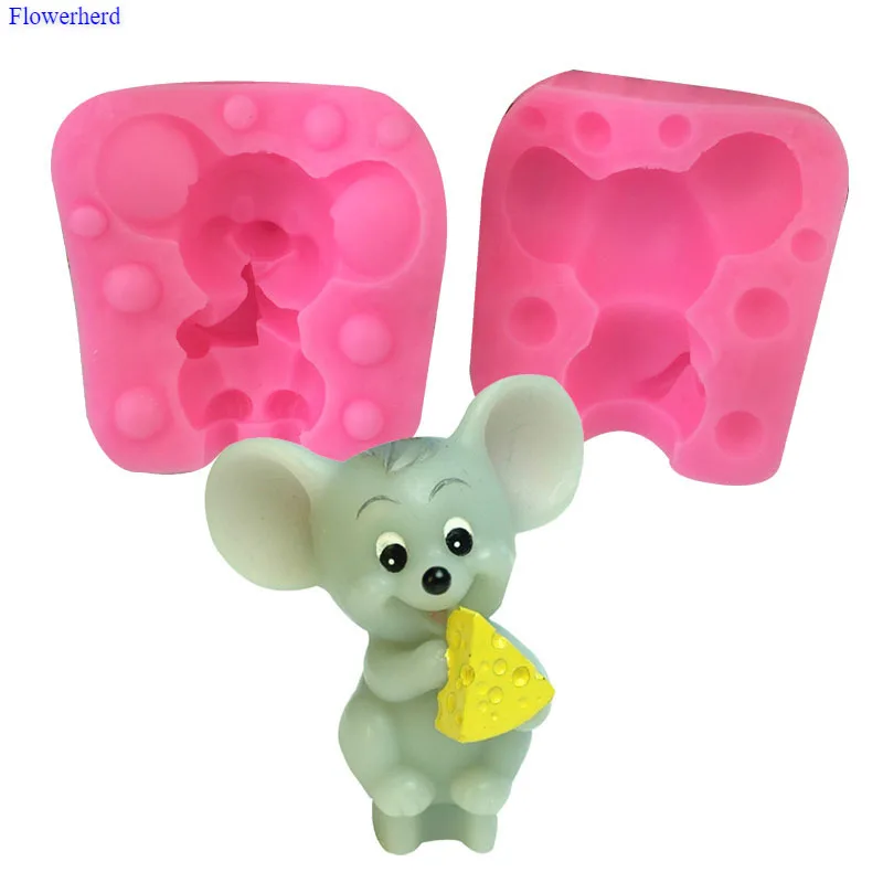 Знаки милые Мышь жидкости Fondant (сахарная) торт силиконовые формы для торта