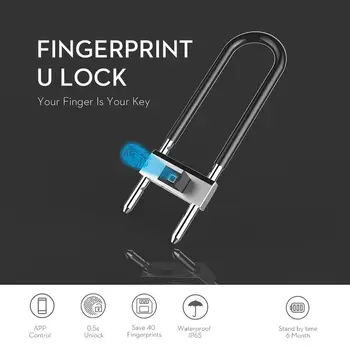 

Smart U-Shaped Fingerprint Lock L4 Waterproof Dustproof Anti-Theft Office Glass Door Lock Bicycle Lock