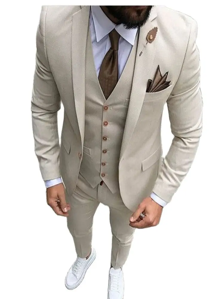 

Fashion Men Suits Malt Color Custom Made Man's Suit 3Pcs(Jacket+Pants+Vest)Tailor-made Wedding Blazer Trousers Dinner Party Wear