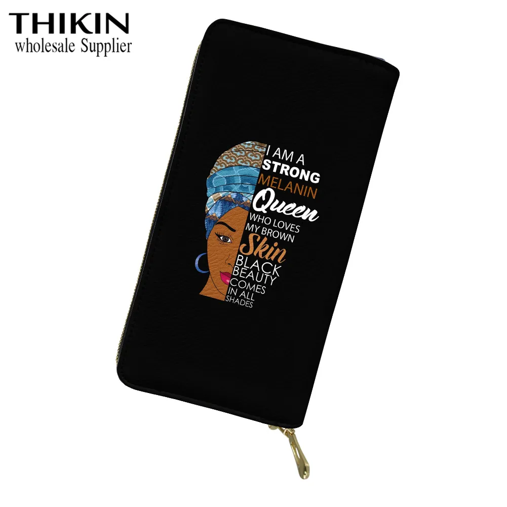 THIKIN женский кошелек на молнии, сумка для денег, черная, Художественная, африканская, для девушек, с принтом, для девушек, кошелек для монет, клатч, Дамская, на заказ, модная сумка для мобильного телефона - Цвет: as picture