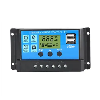 

60A/50A/40A/30A/20A/10A 12V 24V Auto Solar Charge Controller PWM Controllers LCD Dual USB 5V Output Solar Panel PV Regulator