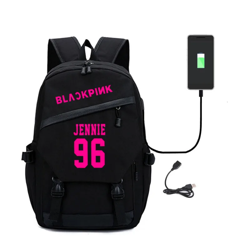 

Blackpink Backpack Both Shoulders Package Student Usb Canvas Travelling Bag Fans Respond To Aid 2019