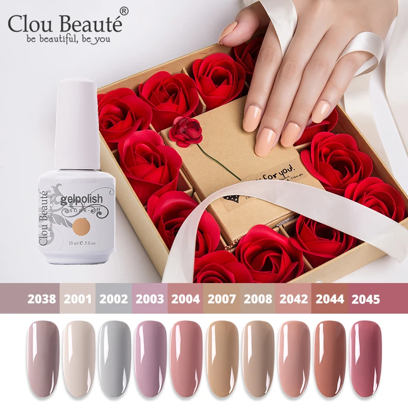 Набор гелевых лаков Clou Beaute, 10 шт., замачиваемый УФ-гель, светодиодный, долговечный Полупостоянный лак, серый, красный, розовый, Гибридный Гель-лак для ногтей
