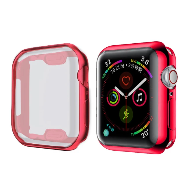 Чехол для часов для Apple Watch series 4 3 2 1 band case 42 мм 38 м 40 мм 44 мм тонкий пластиковый чехол протектор для iWatch 4 44 мм - Цвет: red