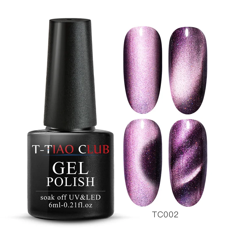 T-TIAO CLUB 9D глаз хамелеона кота гель для ногтей Магнитный замочить от УФ-гель для ногтей Galaxy мерцающий гель-лаки 6 мл черная основа - Цвет: S05050