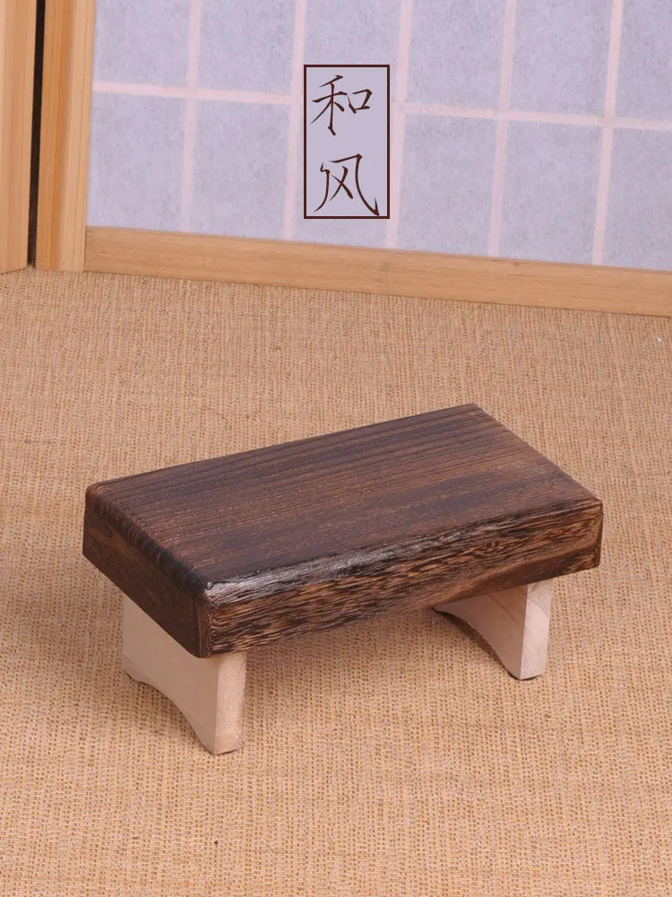 Description Picture 2 of itemMini Antique Foldable Wooden Low Stool Rectangle Kids Stool Portable Japanese Style Asian Traditional Furniture Tatami