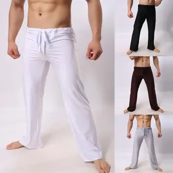 

Men Pants Loose Cotton Fashion Trousers Men Wide Legs Solid Lace Up Male Casual Pants Lace-up pants