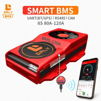 

Fan 80A 100A 120A smart BMS 8S 3.2V Bluetooth APP 24V 485 to USB device CAN NTC UART LiFePO4 LTO Batteries2.3V/2.4V conn