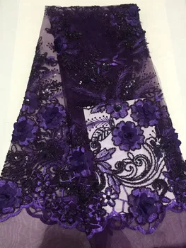 

Melody Organza French Laces Fabric 3D Sequins Flower embroidery High Quality Tulle net Lace Soft tissue For Women CD21361